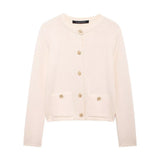 Fongt Women's 2025 New Fashion Gold Buckle Knitted Coat