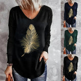V-neck Leisure Long-sleeved Printed Women's