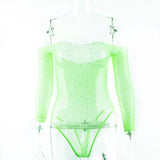 Fishing Net Mesh Full Sleeve Backless Slim Club Party