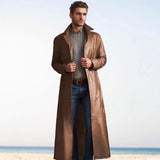 Fongt Men's Long-Winded Men's Fashion Plus PU Leather Jacket