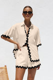 Fongt Spring 2024 New Women's Simple Fashion Short Shirt Casual Suit-88156-Outfit