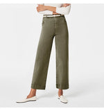 Elastic Loose Wide Leg Straight Leg Jeans Nine Minutes Pants-Outfit