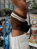 Knit Striped Bandeau Crop Top-Outfit