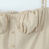 Pleated Buttoned Cami Mini Dress-Outfit