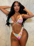 Fongt Single 2023 Bikini Print Sexy Bikini Ladies Split Swit Triangle Bikini B893Q-Outfit