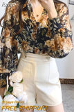 Print Shirts Women Temper Elegant Lantern Sleeve Clothes Camisas Personal Ladies Button Up Chinese Stylish Baggy