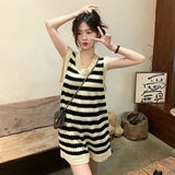 Vintage Striped Dresses Women's Summer 2025 New Sleeveless Small Small Easier Skinny Short