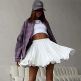 Ruffles Solid Elastic Waist Mini Skirt-Outfit