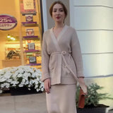 Fongt Autumn New Women's Pure Color Temperament With A Stylish Dress Two-Set