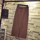 Fongt Half-Dress Girl Spring And Autumn Winter 2023 New Wool High Waist Long Open Fork And Hip Long