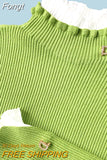 Korean Style Turtleneck Women Elegant Pink Sweater Slim Basic Pullover Jumper Warm Purple Pullover Female Top