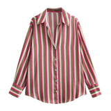 Striped Satin Casual Shirt 8160562 In Autumn-Outfit
