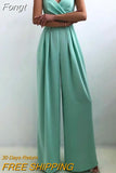 Chiffon Sexy Joker Solid Elegant Spaghetti Strap European and American Women's High Waist Wide Leg
