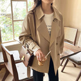 Fongt Medium Long Wind Coat Women Spring And Autumn High-Level Hepburn Popular British Style Long-Sleeved