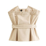 Spring Style Belt Shoulder-Length Blouse With Belt Double-Breasted Skirt Suit-Outfit