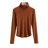 Women 2020 Fashion Solid Crop Turtleneck Knitted Sweater jumper big strethy Slim Pullovers Chic Tops