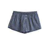 Fongt Women's Clothing 2025 Summer New Simple High-Waisted Loose Leisure Lattice Shorts