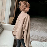 Women Streetwear Fashion Design Spring Autumn Cropped Harajuku Solid Classical Double Breasted Elegant Casual Outwear