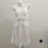 Fongt Lace Lace Hollow Pajamas Girls Spring And Autumn Long Pure Desire High-End Simulation Ribbon Braid Skirt Thin