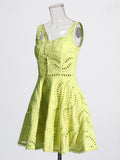 Fashion Suspension Short Dress 2025 Spring New Sexy Fang Collar Sleeveless Design With Lotus Leaf Edge