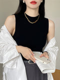 Summer Sleeveless Tank Tops Women Camisole Slim Female O-neck Knitted Ribbed Croped Vest Casual Solid Camis Top-Outfit