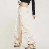 Fongt Cargo Pants Female 2024 New Spring Functional Casual Pants Multi-Pocket Versatile Straight Wide Leg Pants-Outfit