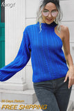 Sweater Women One Shoulder Pullover Cut Out Long Sleeve Sweaters Fall Winter Clothes Jumper Female Streetwear Knitted