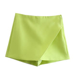 New Korean Version Of High Waist And Long Legs Asymmetrical Candy Colored Skirt Skirt Pants-Outfit