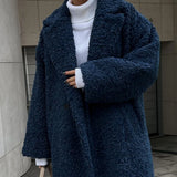 Fongt Autumn And Winter New Women's Temperament Commuting Coat Long-Sleeved Collar Plush Coat Woman