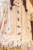 New Embroidered Hooded Sweater Women Long Sleeve Hem Tassel Cardigan Sweater