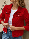 Fashion And Slim Lapel Denim Coat-Outfit