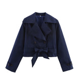 Fongt Homemade New Women's Style Casual Coloring 4-Colored Belted Wind Coat