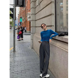 Fongt With A Set Of Stylish Blue Long-Sleeved Bottom Top Women 2025 Autumn Loose Suit Suit Suit Suit Suit