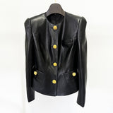 Fongt Early Spring New Star Fashion Temperament Snail Metal Button Repair Leather Jacket Jacket Jacket