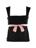 Backless Lace Up Tank Top-Outfit