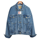 Vintage Washed Blue Turn-down Collar Denim