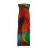 Fongt New Women's Printed Net A Word Shoulder-To-Shoulder-Back Dress Dress