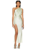 Women's Sexy Oblique Shoulders High Open-Fork Dress Dress High Dress High-End Temperament Ass Skirt Dress Dress