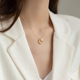 Square Shell Necklace-Outfit
