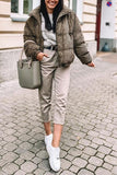 Stand Collar Puffer Coat 1028-1-Outfit