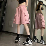 Fongt Shorts Female 2024 Summer New Thin Money Outside Wear Wide Legs Casual Show Thin Speed Dry Cargo Pants Five