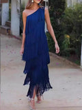 Fashion Tuxedo Slanted Shoulder Asymmetric Dress 2025 Spring And Summer
