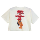 Europe and America Y2K Cartoon Anime Print Slim Tight Sexy Short Navel Street Round Neck Short Sleeve T-shirt Top Female