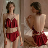 Women Sleep Tops Shorts Two Piece Set 1028-0-Outfit