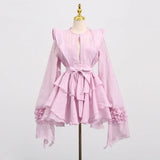 Fongt Leaf Lantern Sleeve Dress Women 2025 Summer New Temperament Elegant Simple Casual Fashion Beach