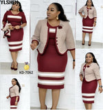 2 Piece Set African Dresses For Women Jacket Tops And Dress 2021 New Arrival Elegant Design Office Lady Suit African