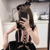 Red Sweet Lolita Princess Dress Kawaii Palace Style Lace Bow Fairy Cosplay Gothic Party Mini Dresses Lolita Jsk Outfit-Outfit