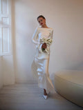 Fongt Elegant Temperament Solid-Colored Back-Back-Scuffed Long-Sleeved Dress 8092
