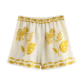 New Printed Blouse 3439193 Elastic Waist Shorts 3430193-Outfit