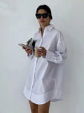 Fongt Ins Wind 2024 Autumn Loose Lapel Long Sleeve White Shirt Female Temperament Commuter Versatile Shirt-Outfit